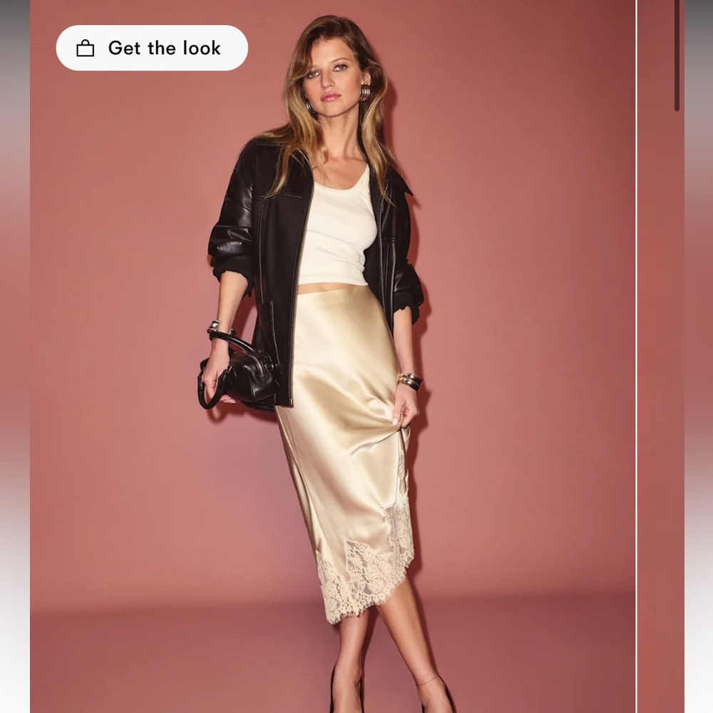 Reformation Petites Carolina Silk Skirt Ivory - Size SP